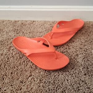Crocs kadee II orange thong flip flop slides womens 7